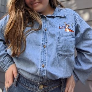 Vintage Pooh Tigger Fall Button Down Plus Size